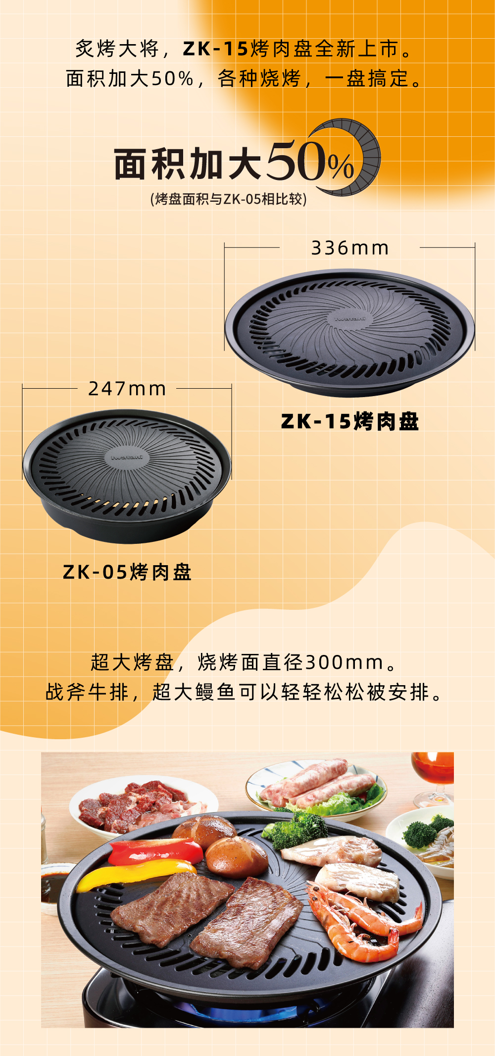 炙烤大將，zk-15全新上市。面積加大50%，各種燒烤，一盤搞定。